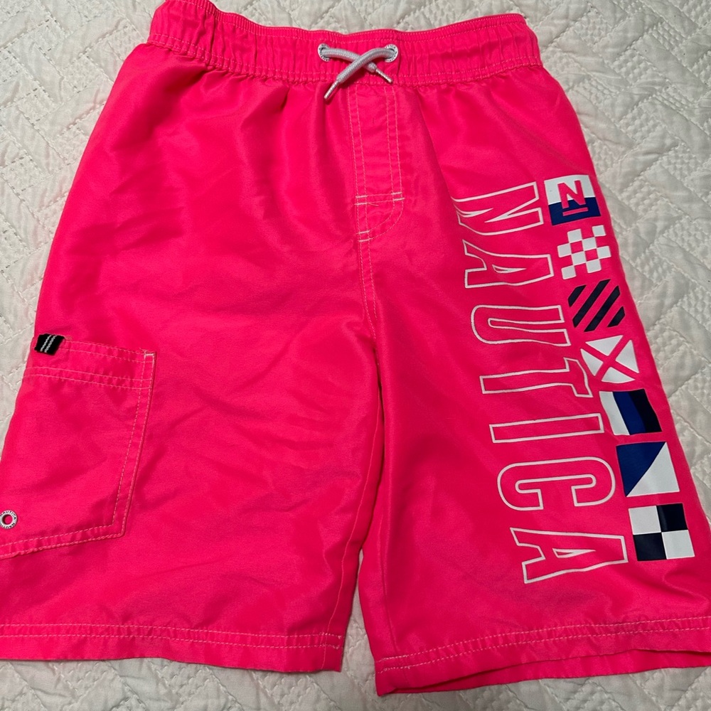 Boys Swim Trunks Nautica Pink Size 10/12 Great Condition